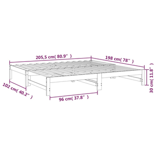 vidaXL Pull-out Day Bed Black 2x(100x200) cm Solid Wood Pine - Giant Lobelia