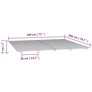 Bed Frame Grey 180x200 cm 6FT Super King Solid Wood Pine - Giant Lobelia