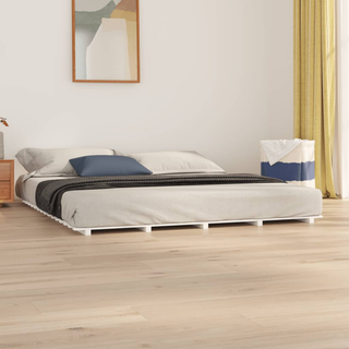 Bed Frame White 180x200 cm 6FT Super King Solid Wood Pine - Giant Lobelia