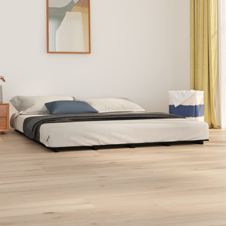 Bed Frame Black 200x200 cm Solid Wood Pine - Giant Lobelia