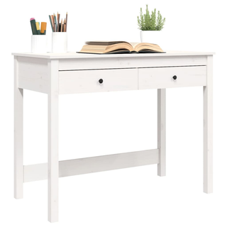 vidaXL Desk with Drawers White 100x50x78 cm Solid Wood Pine - Giant Lobelia