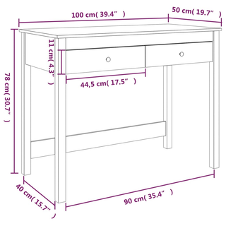 vidaXL Desk with Drawers White 100x50x78 cm Solid Wood Pine - Giant Lobelia