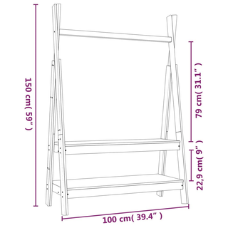 vidaXL Clothes Rack White 100x45.5x150 cm Solid Wood Pine - Giant Lobelia