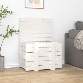 vidaXL Storage Box White 58x40.5x42 cm Solid Wood Pine - Giant Lobelia