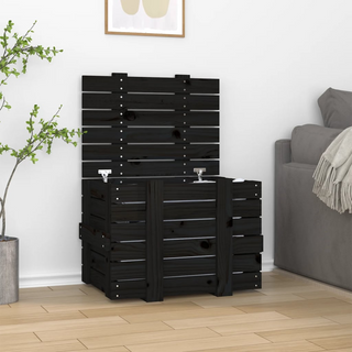 vidaXL Storage Box Black 58x40.5x42 cm Solid Wood Pine - Giant Lobelia