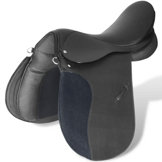 Horse Riding Saddle Set 17.5" Real leather Black 12 cm 5-in-1 - Giant Lobelia