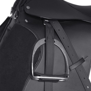 Horse Riding Saddle Set 17.5" Real leather Black 12 cm 5-in-1 - Giant Lobelia