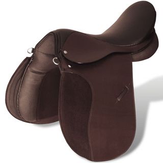 Horse Riding Saddle Set 17.5" Real Leather Brown 18 cm - Giant Lobelia