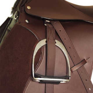 Horse Riding Saddle Set 17.5" Real Leather Brown 18 cm - Giant Lobelia