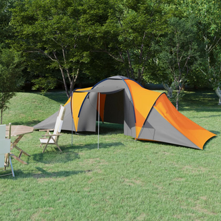 Camping Tent 6 Persons Grey and Orange - Giant Lobelia