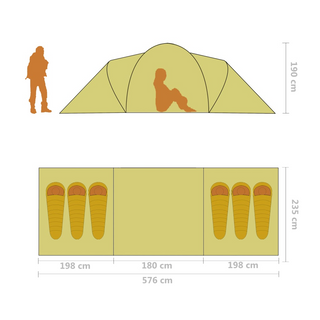 Camping Tent 6 Persons Blue and Yellow - Giant Lobelia