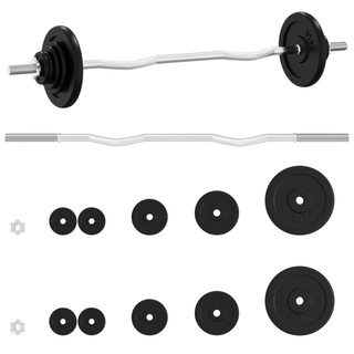 Barbell with Plates Set 30 kg Cast Iron & Chrome Plated Steel - Giant Lobelia