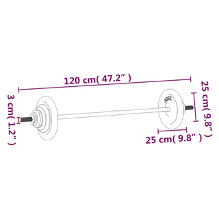 Barbell with Plates Set 30 kg Cast Iron - Giant Lobelia