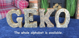 Hand Carved Wooden Geometric Letter E - Giant Lobelia