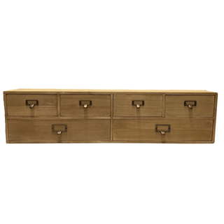 Wide 6 Drawers Wood Storage Organizer 80 x 15 x 20 cm - Giant Lobelia