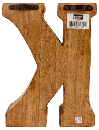 Hand Carved Wooden Geometric Letter K - Giant Lobelia