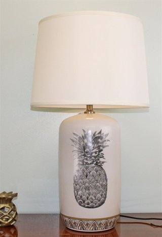 Black & White Ceramic Lamp with Pineapple Design 69cm - Giant Lobelia