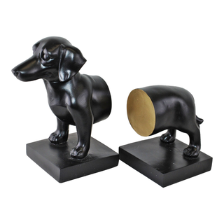 Sausage Dog Bookends, Black Finish - Giant Lobelia