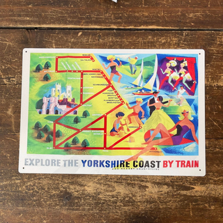 Vintage Metal Sign - British Railways Retro Advertising, Explore The Yorkshire Coast - Giant Lobelia