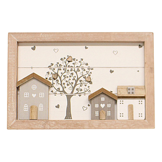 Tea Box, Wooden Houses Design, 24x16cm. - Giant Lobelia