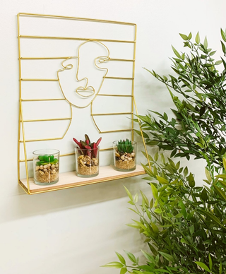 Gold Wire Face Jewellery Hanger - Giant Lobelia