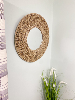 Natural Seagrass Mirror 50cm - Giant Lobelia