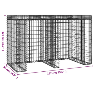 Gabion Wall for Garbage Bin 192x91x120 cm Galvanised Iron - Giant Lobelia