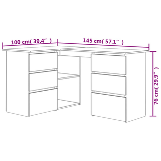 vidaXL Corner Desk Concrete Grey 145x100x76 cm Engineered Wood - Giant Lobelia