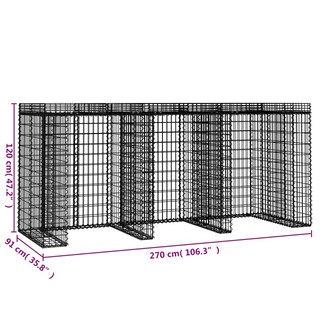 Gabion Wall for Garbage Bin 270x91x120 cm Galvanised Iron - Giant Lobelia