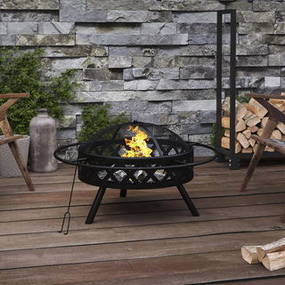 Fire Pit with Poker 70 cm XXL Steel - Giant Lobelia