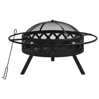 Fire Pit with Poker 70 cm XXL Steel - Giant Lobelia