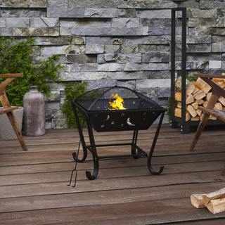 Fire Pit with Poker 50 cm XXL Steel - Giant Lobelia