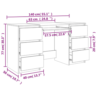 Writing Desk Sonoma Oak 140x50x77 cm Engineered Wood - Giant Lobelia