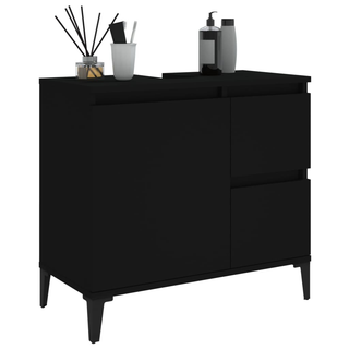 Bathroom Cabinet Black 65x33x60 cm Engineered Wood - Giant Lobelia