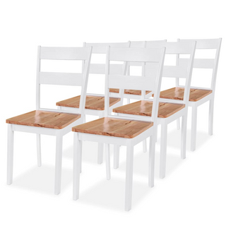 vidaXL Dining Chairs 6 pcs White Solid Rubber Wood - Giant Lobelia