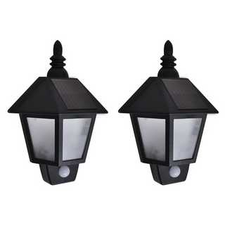 vidaXL Solar Wall Lamps 2 pcs with Motion Sensor Black - Giant Lobelia