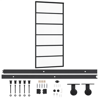 Sliding Door with Hardware Set ESG Glass&Aluminium 90x205 cm - Giant Lobelia