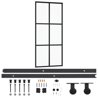 Sliding Door with Hardware Set ESG Glass&Aluminium 90x205 cm - Giant Lobelia