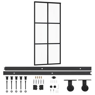 Sliding Door with Hardware Set ESG Glass&Aluminium 90x205 cm - Giant Lobelia