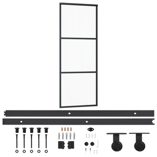 Sliding Door with Hardware Set ESG Glass&Aluminium 76x205 cm - Giant Lobelia