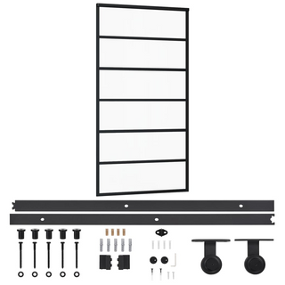 Sliding Door with Hardware Set ESG Glass&Aluminium 102x205 cm - Giant Lobelia