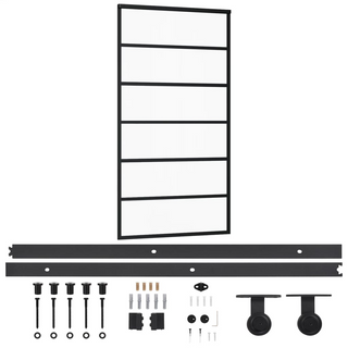 Sliding Door with Hardware Set ESG Glass&Aluminium 102x205 cm - Giant Lobelia