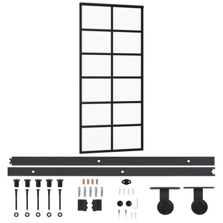 Sliding Door with Hardware Set ESG Glass&Aluminium 90x205 cm - Giant Lobelia