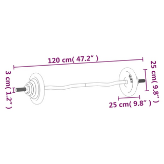 Barbell with Plates 60 kg Cast Iron & Chrome Plated Steel - Giant Lobelia