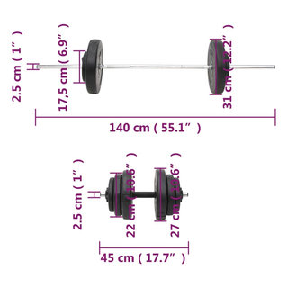 Barbell and Dumbbell with Plates 60 kg - Giant Lobelia