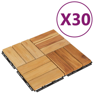 vidaXL Decking Tiles 30 pcs 30x30 cm Solid Wood Teak - Giant Lobelia