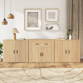 vidaXL Sideboards 3 pcs Sonoma Oak Engineered Wood - Giant Lobelia