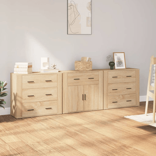 vidaXL Sideboards 3 pcs Sonoma Oak Engineered Wood - GIANT LOBELIA