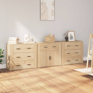 Sideboards 3 pcs Sonoma Oak Engineered Wood - Giant Lobelia