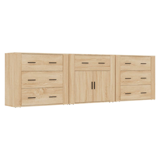 Sideboards 3 pcs Sonoma Oak Engineered Wood - Giant Lobelia